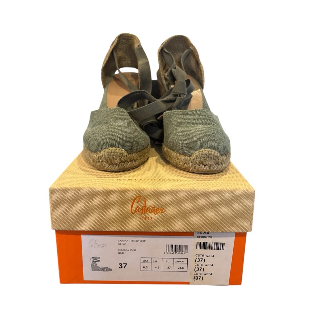 Castaner Olive Green Wedge Espadrilles - Picture 2 of 6